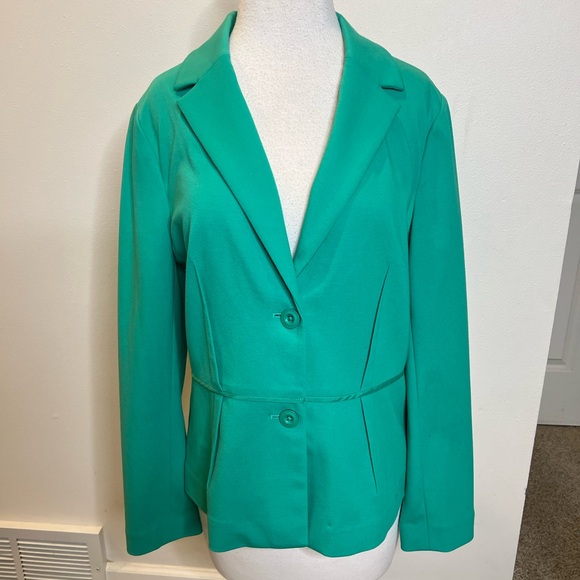 Doncaster Collection Stretch Knit Blazer Jacket Women's 12 Green - Picture 1 of 10